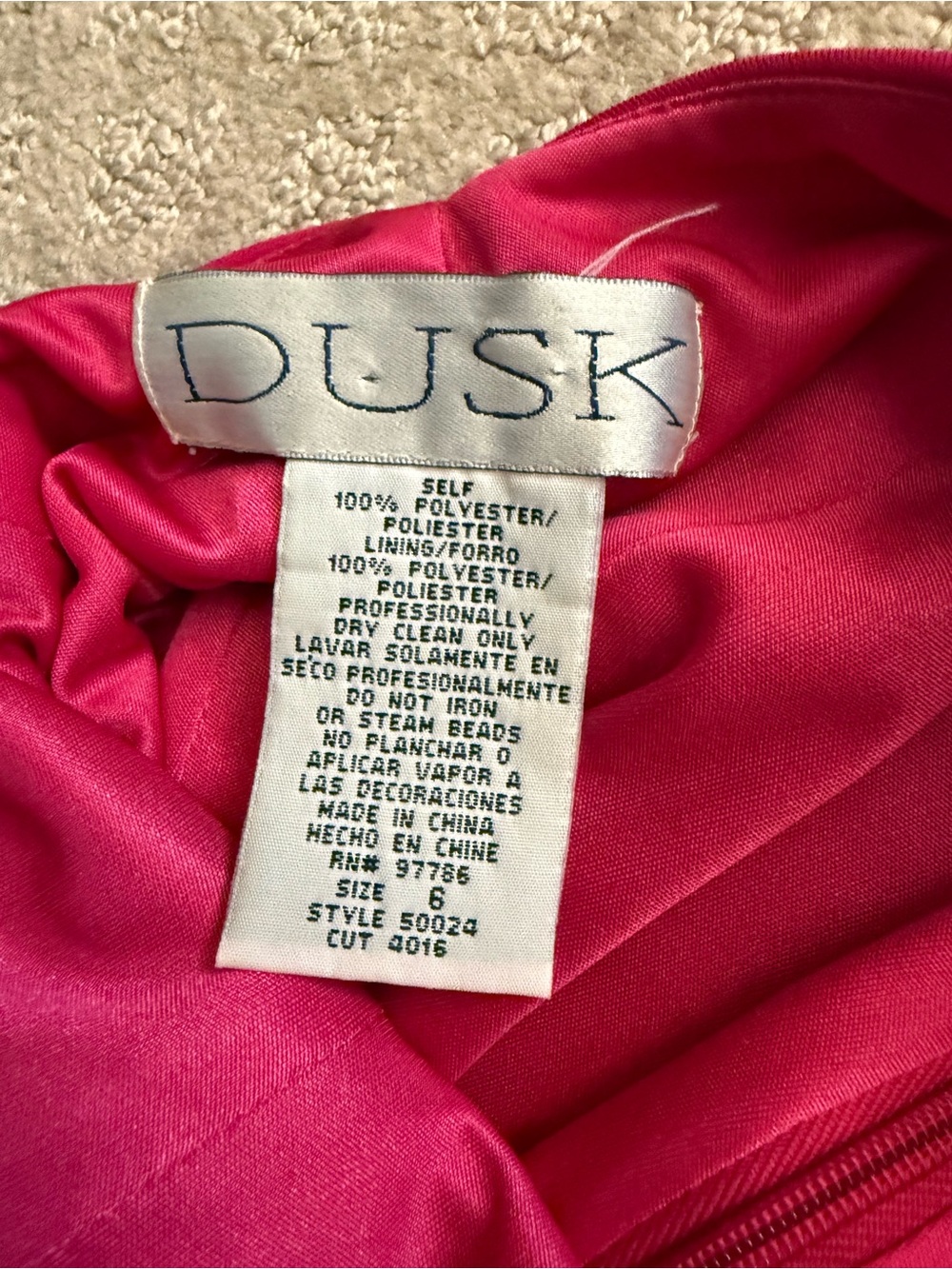 Fuchsia Pink Floral Embroidered Maxi Dress Beaded Gown Formal High Neck Formal 6 - Picture 9 of 11